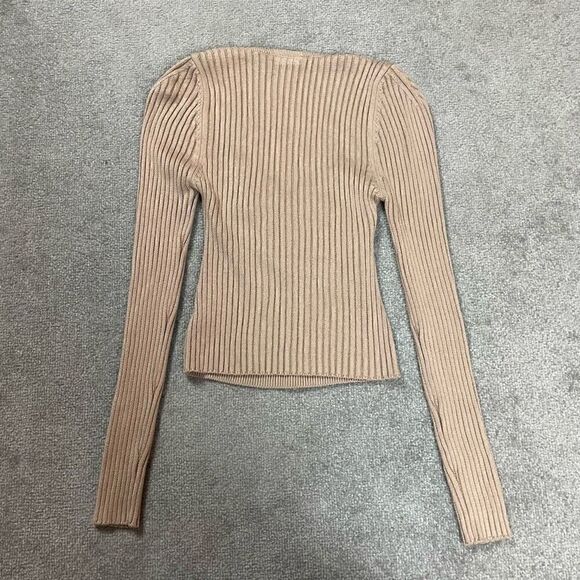 ASTR The Label Women’s Medium Tan Cut Out Long Sleeve Jumper Sweater Top - Picture 3 of 4